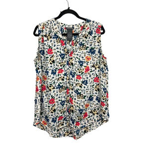Chelsea & Theodore Floral Button Down Tank Size L